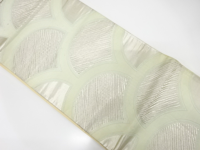 JAPANESE KIMONO / ANTIQUE FUKURO OBI / SILK / WOVEN SEIGAIHA & DIAGONAL GRID